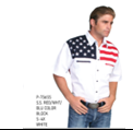 American Flag Colorblock Button Down Shirt