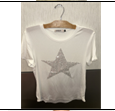 White Sequin Lace Star Tee