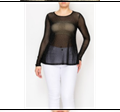 Black Rhinestone Mesh Layering Top