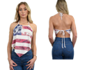 Distressed Flag Halter Tie Top