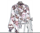 Kittenish Snake Print Chiffon Ruffle Blouse