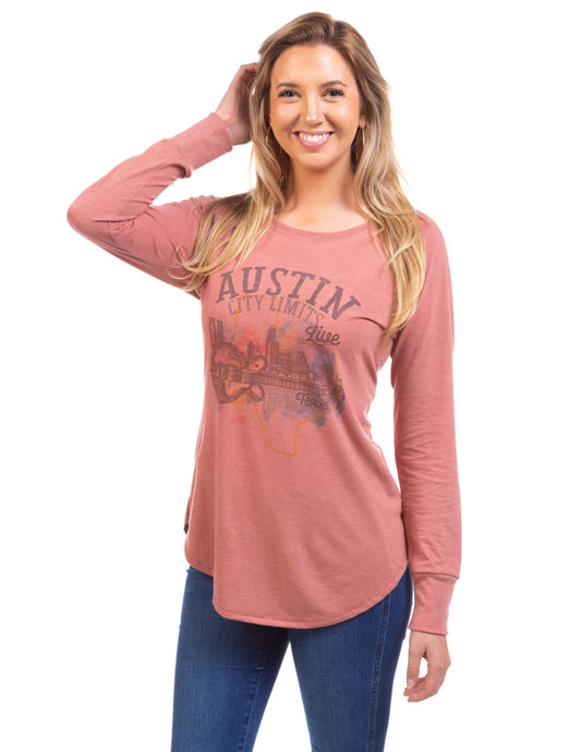 ACL Live Austin Skyline Watercolor Long Sleeve T-Shirt