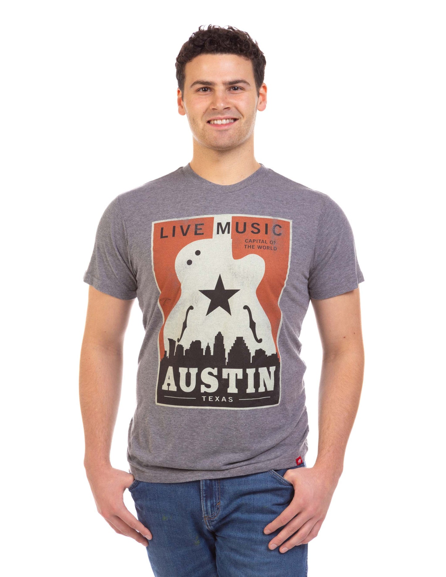 Austin Skyline Guitar Poster T-Shirt
