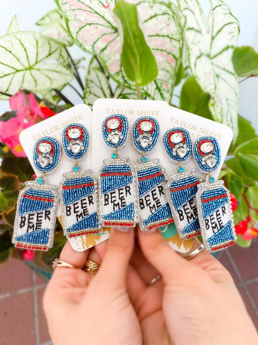 Beer Me Cans Beaded Earrings
