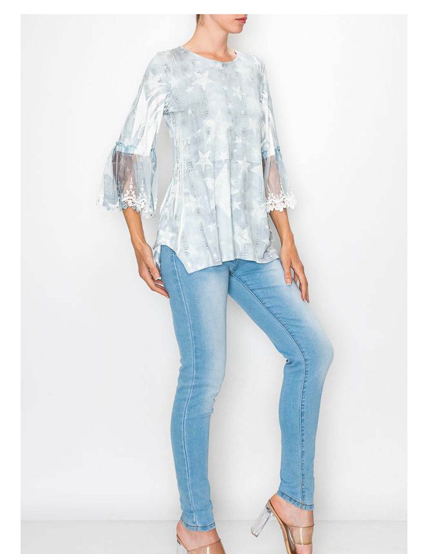 Bell Sleeve Stars Fashion Top