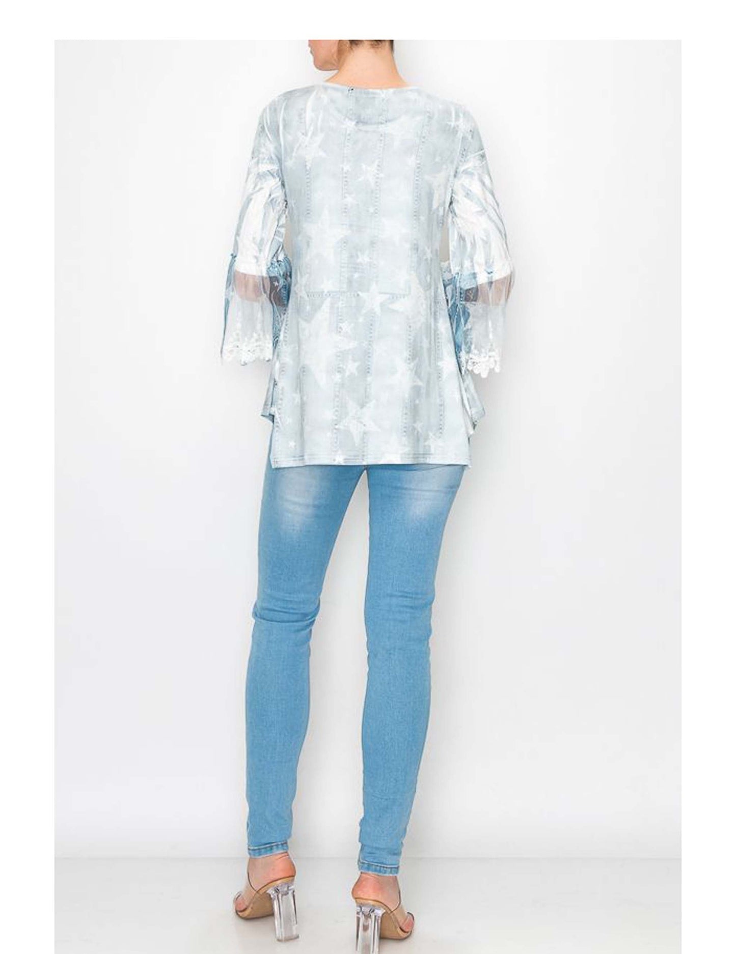 Bell Sleeve Stars Fashion Top