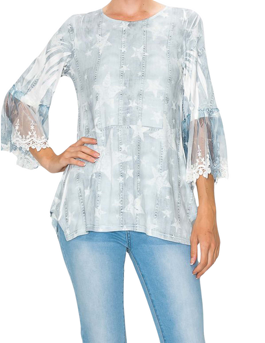 Bell Sleeve Stars Fashion Top