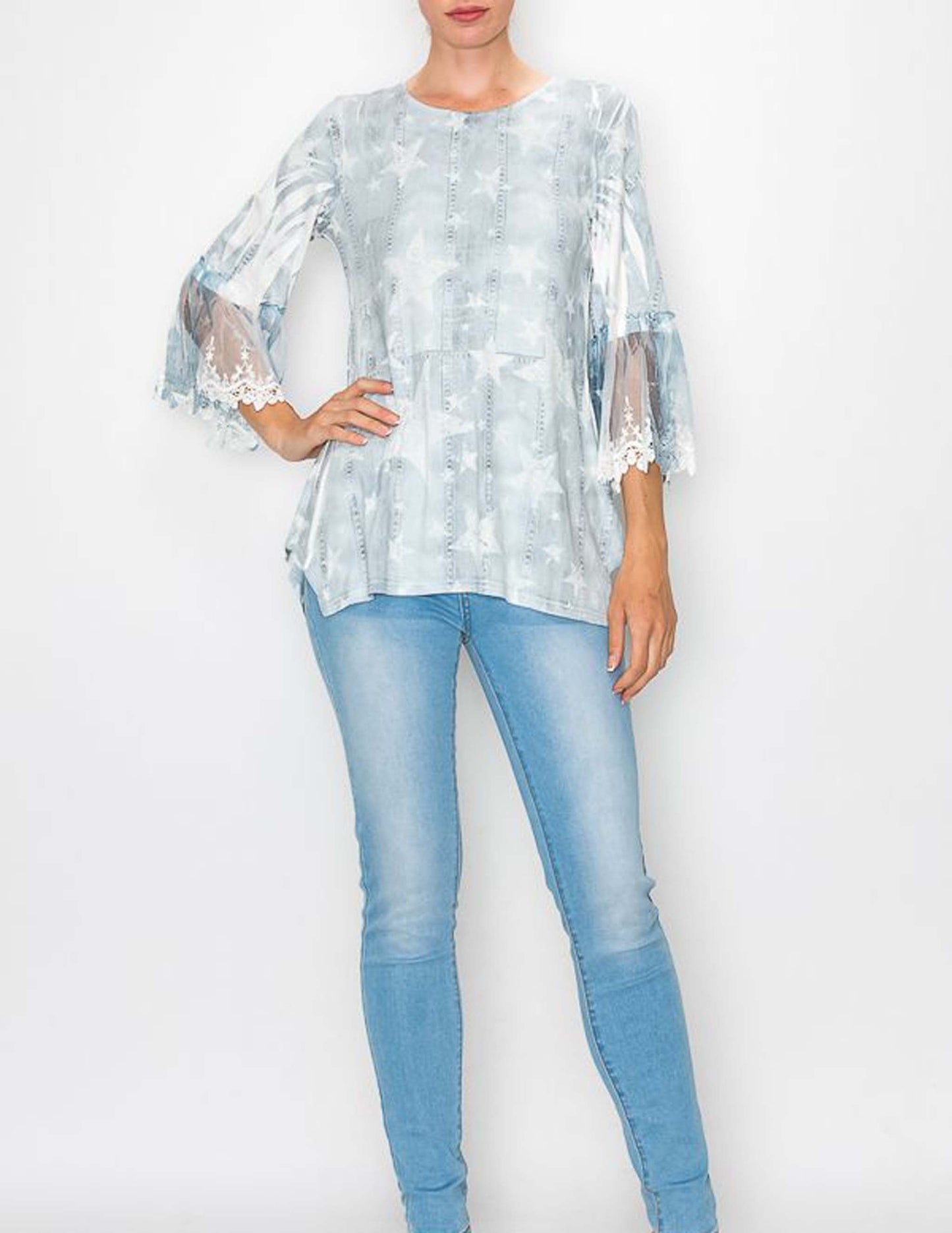 Bell Sleeve Stars Fashion Top