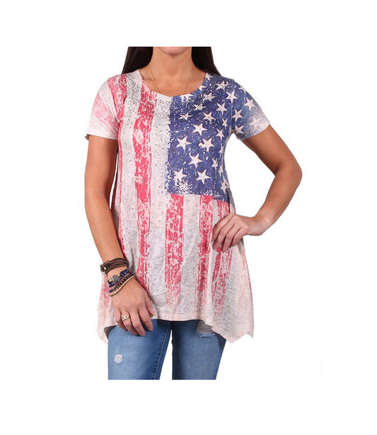 Bling American Flag Women's Top