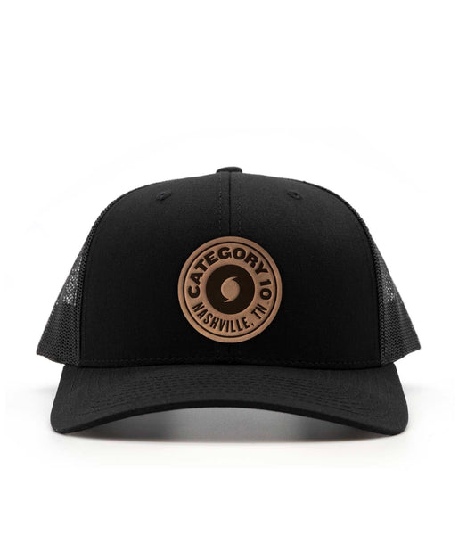 Category 10 Nashville Genuine Leather Patch Trucker Hat