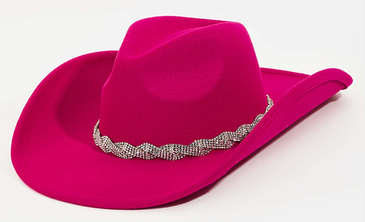 Rhinestone Chain Fuchsia Cowboy Hat