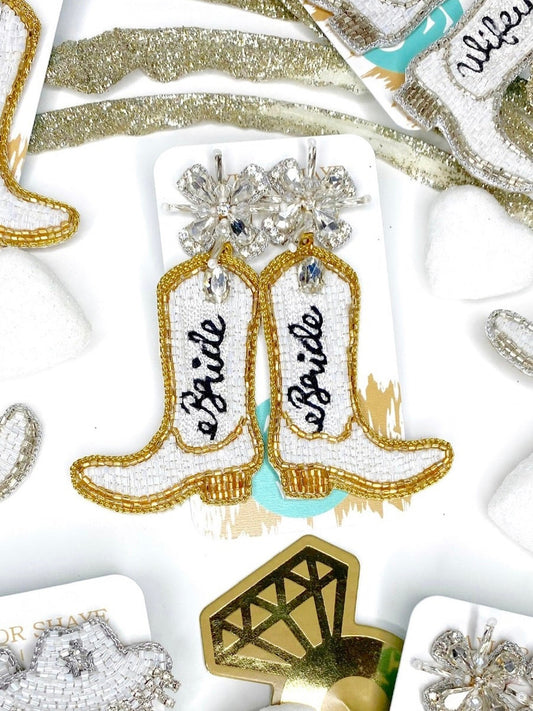Bridal Boots Beaded Earrings
