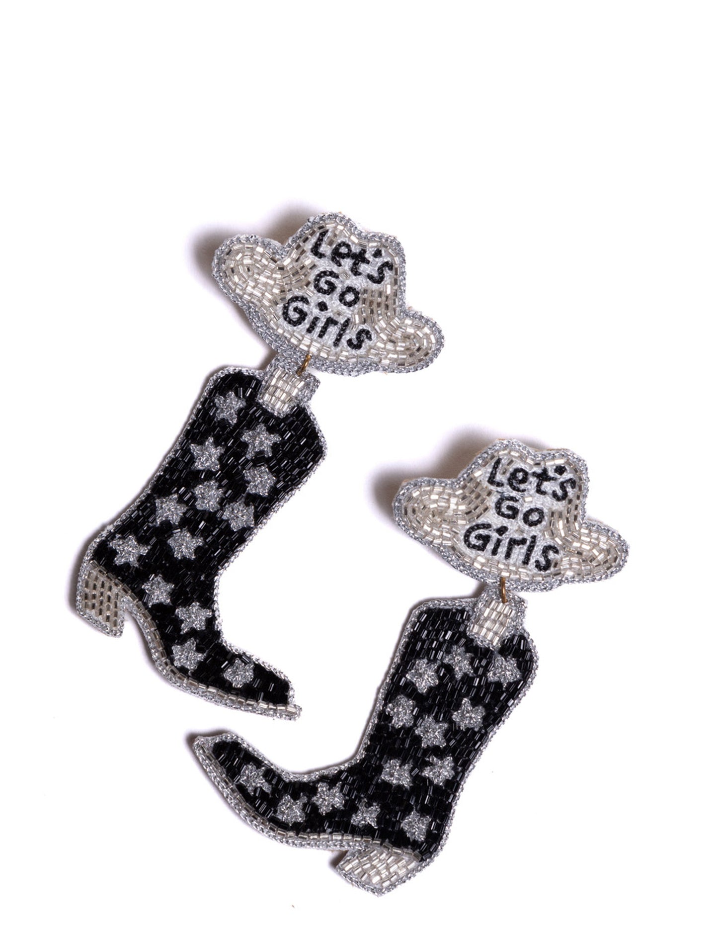Let's Go Girls Black Cowboy Boot Earrings