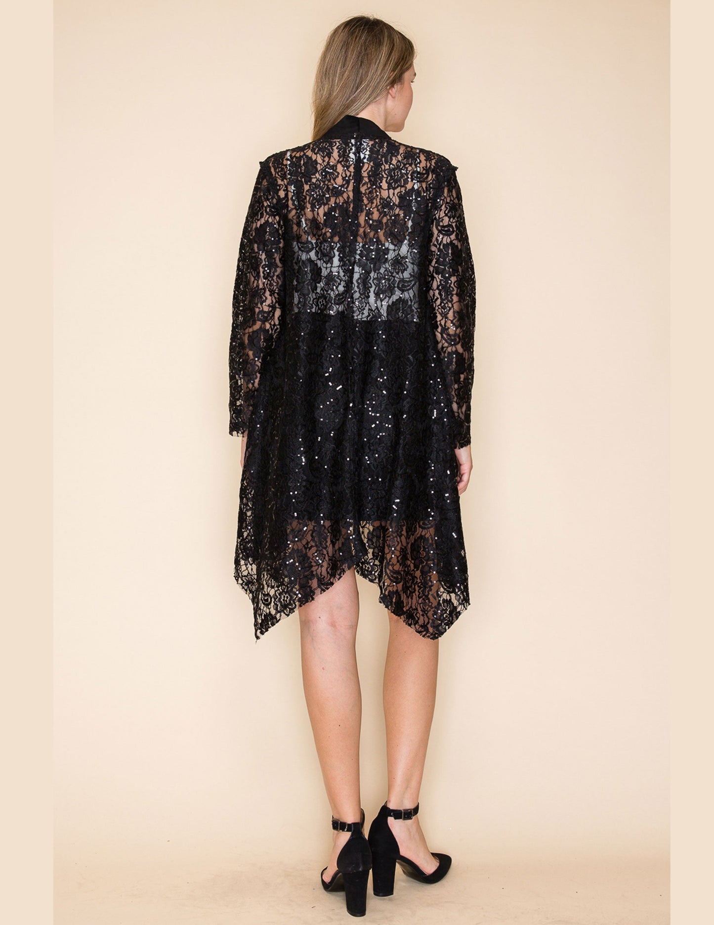 Long Sleeve Sequin Lace Cardigan