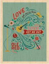 Ole Red Love In Love Out Mural Wood Postcard