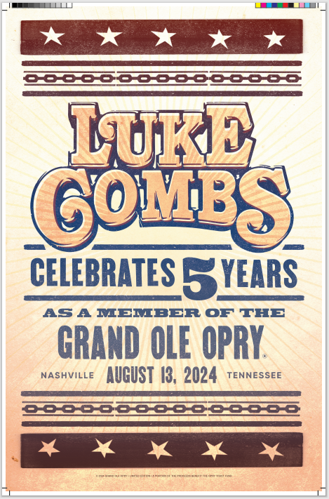 Luke Combs 5th Opry Anniversary Poster