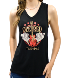 Ole Red Tishomingo Bling Wing Guitar Lace Tank