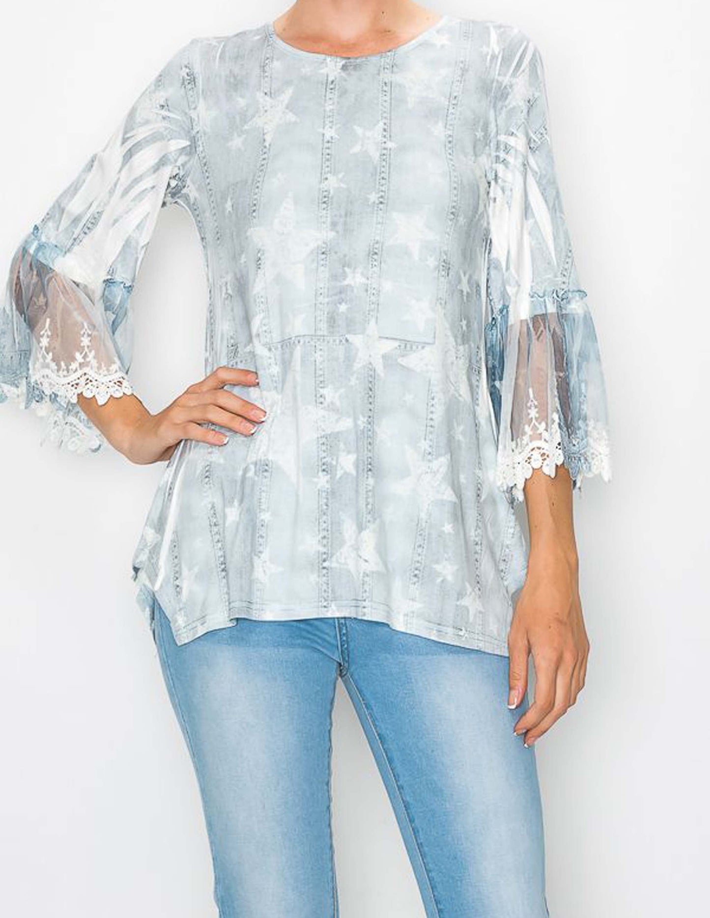 Bell Sleeve Stars Fashion Top