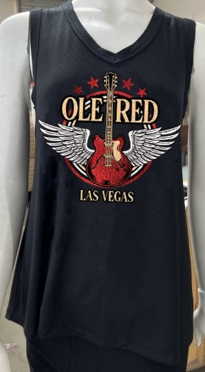 Ole Red Vegas Bling Wing Guitar Lace Tank