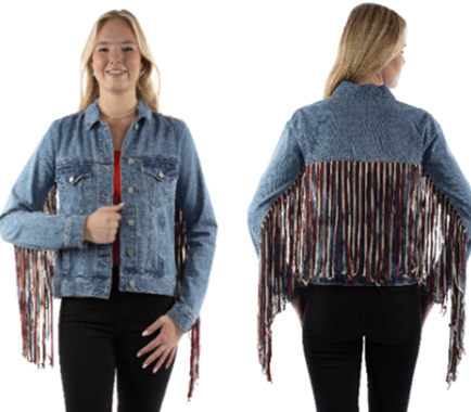 Women's Scully Patriotic Fringe Denim Jacket