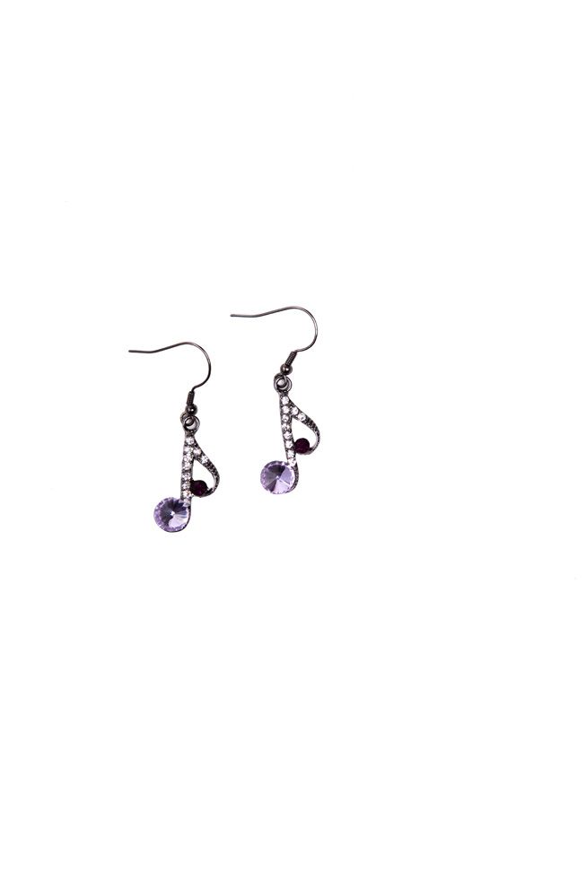 Rhinestone Music Note Earrings