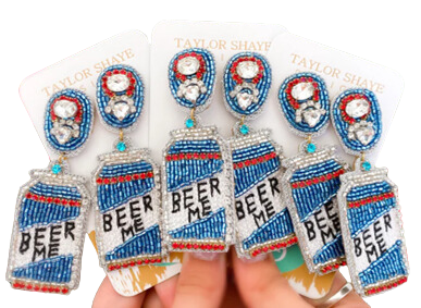 Beer Me Cans Beaded Earrings