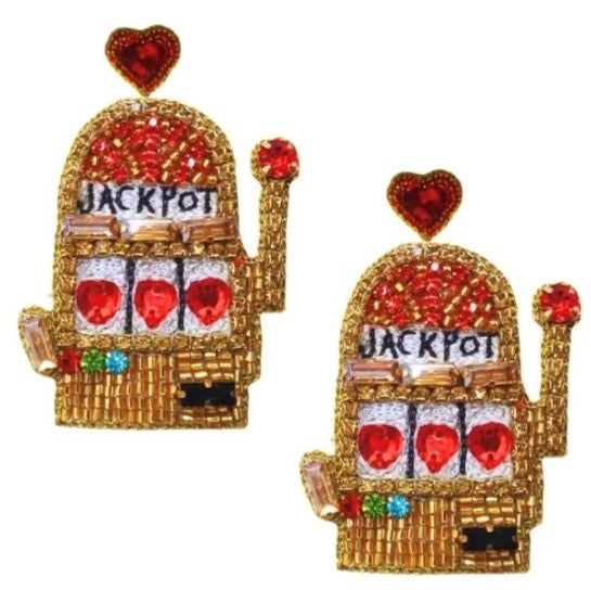 Jackpot Slot Gold Beaded Earrings