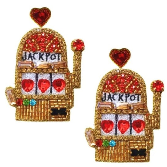 Jackpot Slot Gold Beaded Earrings
