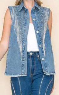 Denim Fringe Vest