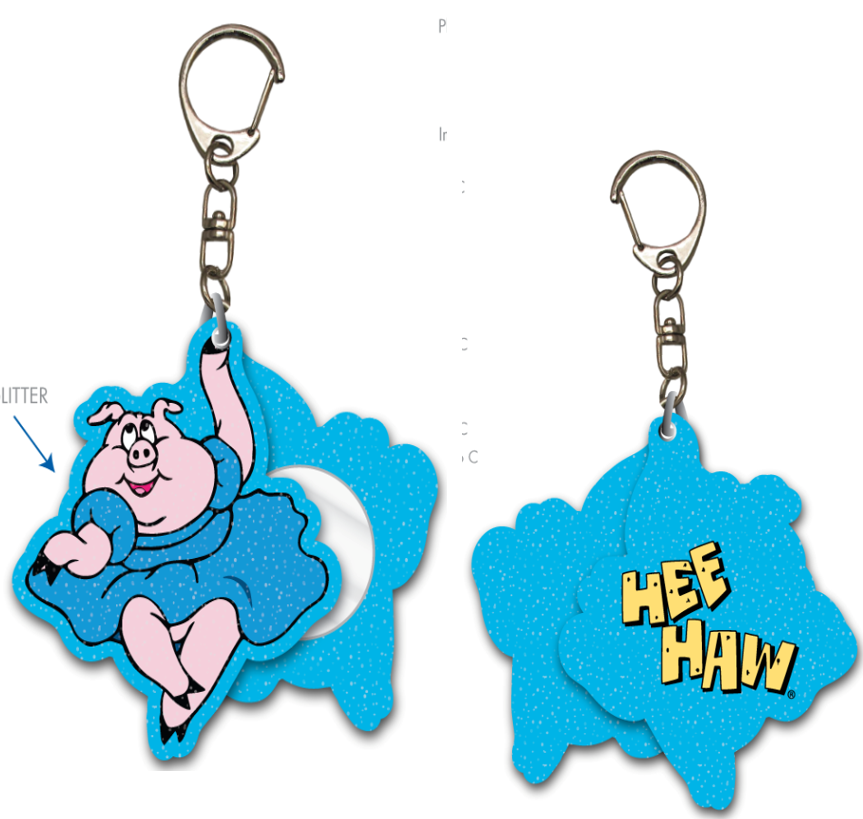 Hee Haw Dancing Pig Slide Mirror Keychain