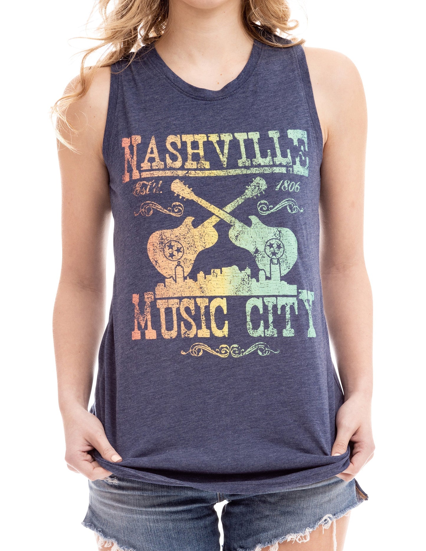 Nashville Crossed Guitars Gradient Tank