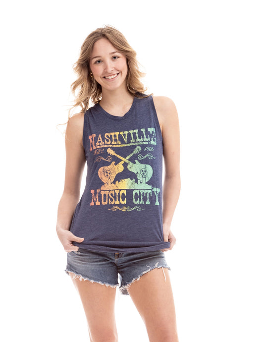 Nashville Crossed Guitars Gradient Tank