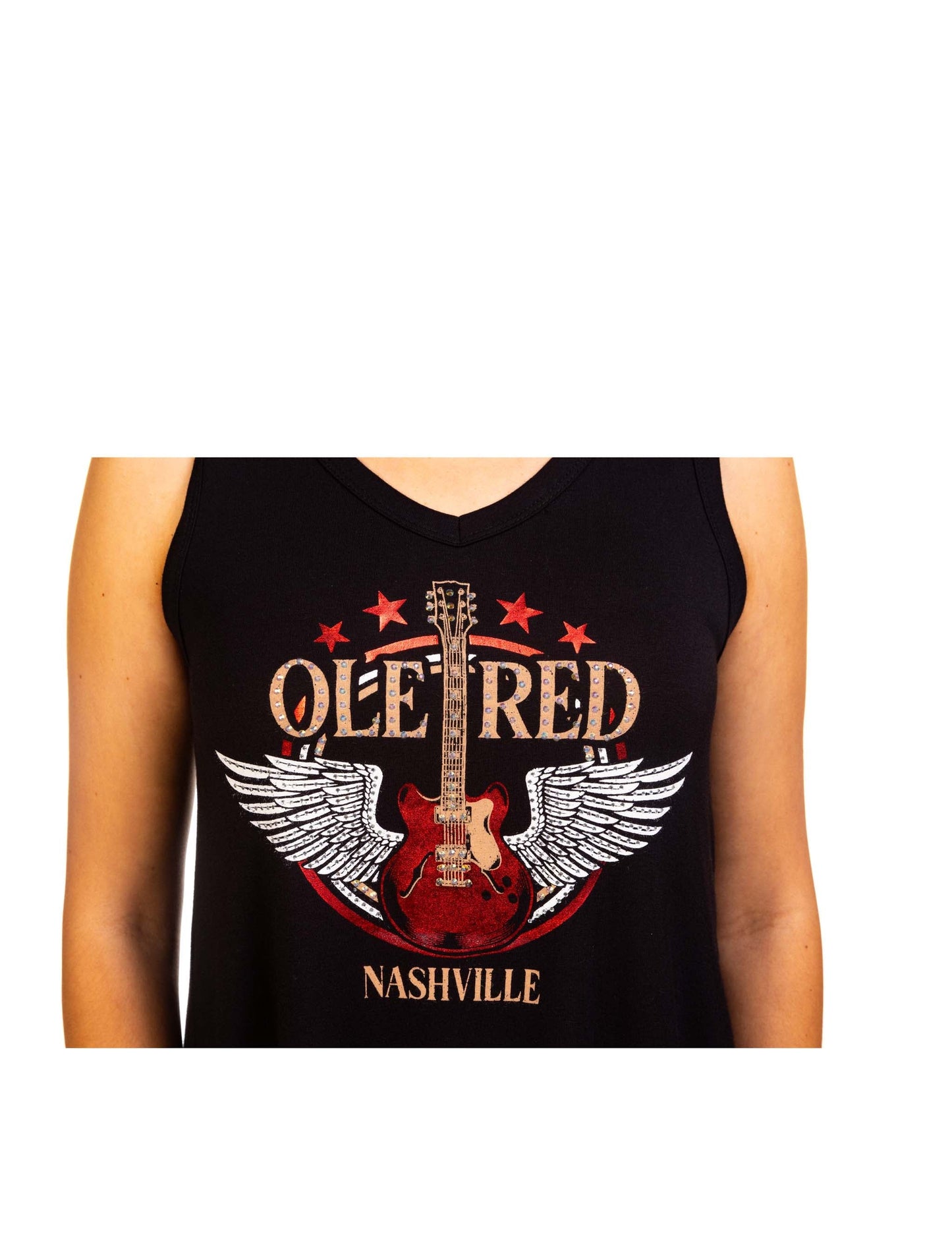Ole Red Nashville Bling Wing Guitar Lace Tank