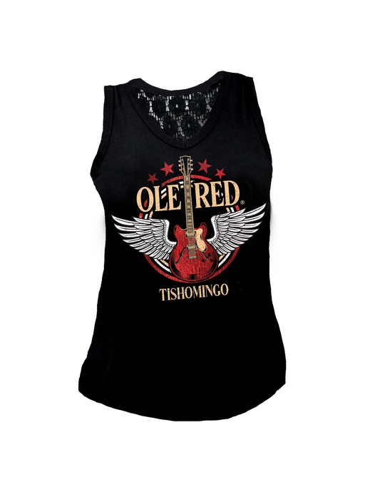 Ole Red Tishomingo Bling Wing Guitar Lace Tank