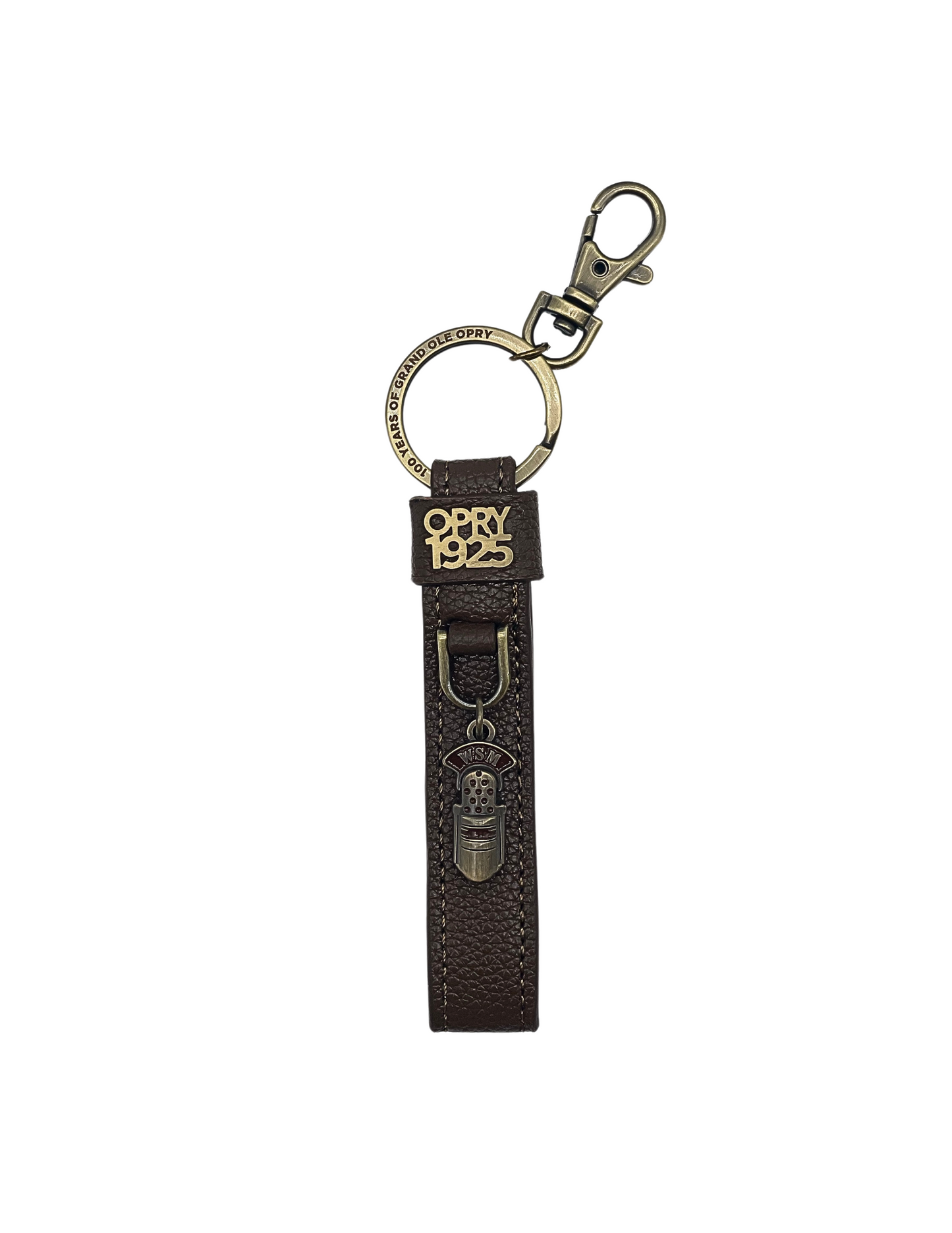 Opry 100 Microphone Faux Leather Strap Keychain