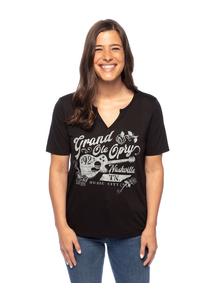 Opry Guitar Rose V-Neck T-Shirt