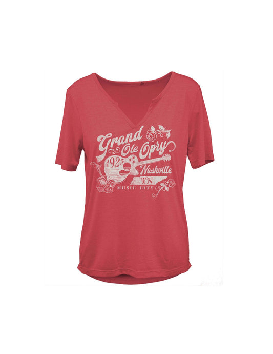Opry Guitar Rose V-Neck T-Shirt