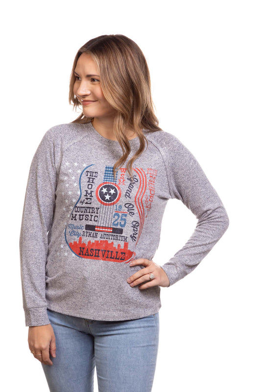 Opry Tri-Star Guitar Sweater Top
