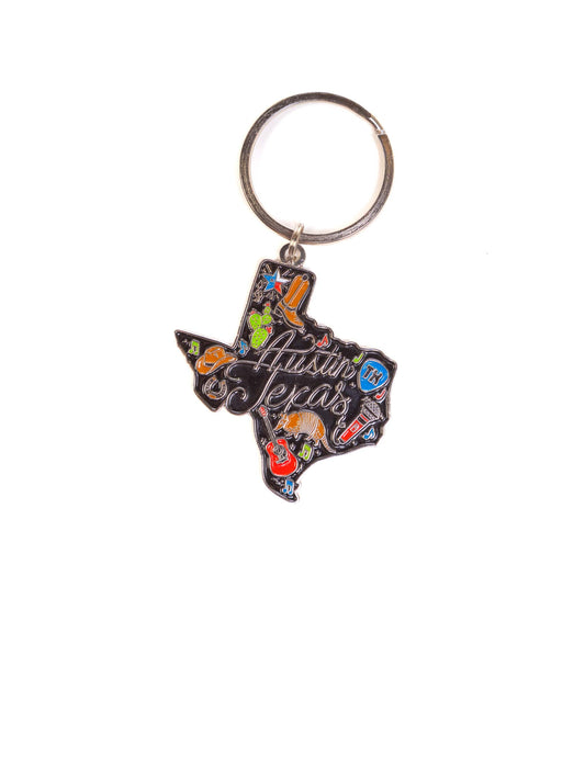 Austin Texas State Outline Keychain