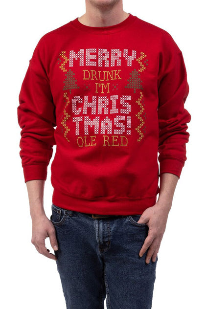 Ole Red Merry Drunk Christmas Unisex Holiday Sweatshirt