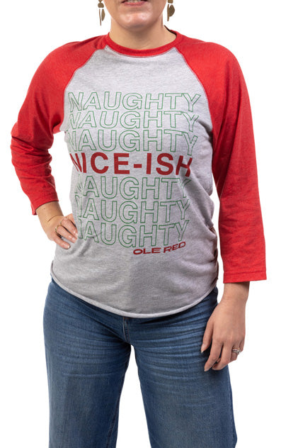 Ole Red Naughty or Nice-ish Unisex Holiday Raglan
