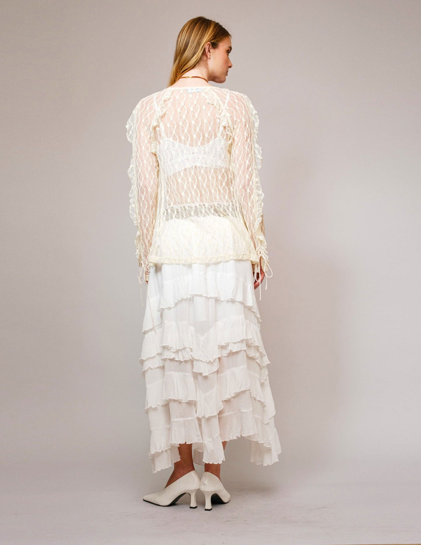 Rayon Crinkle Smocked Waist Maxi Skirt