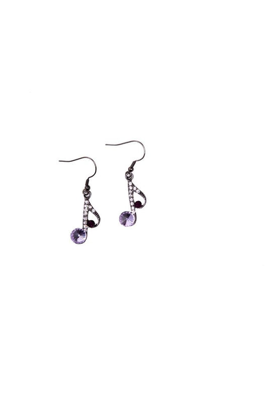Rhinestone Music Note Earrings