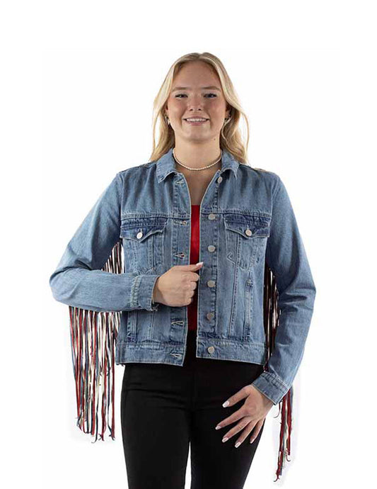 Women's Scully Patriotic Fringe Denim Jacket